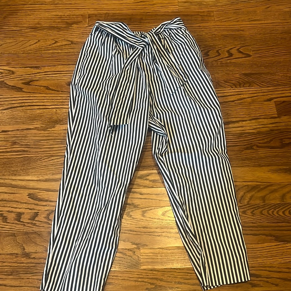 Zara Basics striped nwot slacks L